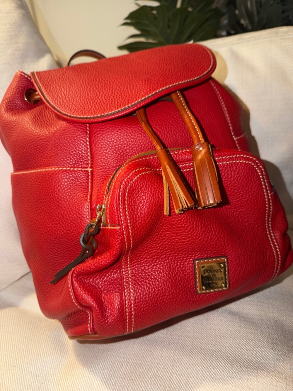 Dooney & Bourke Red Pebbled Murphy Backpack - Picture 3 of 3
